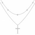 Hongong B1-283 Minimalist Stainless Steel Cross Necklace with Shiny Zircon
