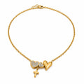 18K Gold Plated Double Heart Cross Zircon Necklace