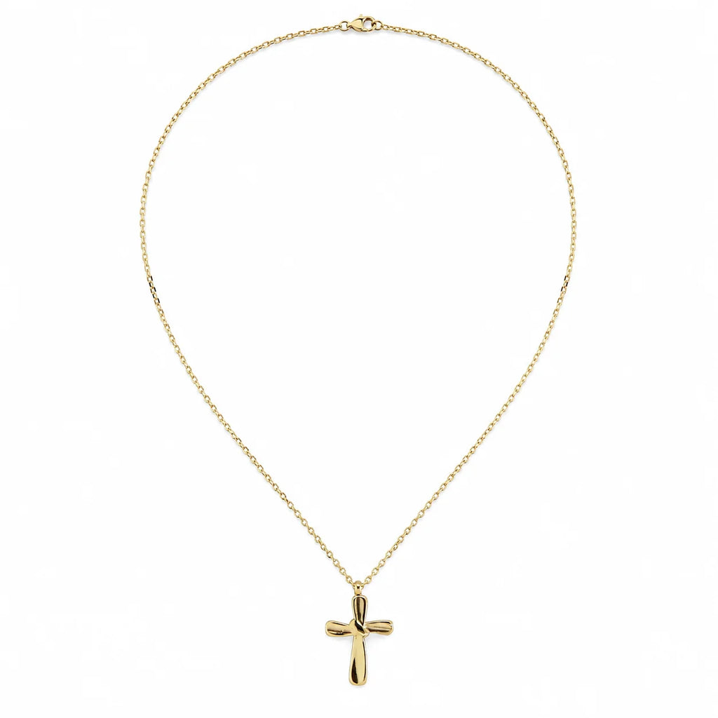 Trendy 14K Gold Plated Stainless Steel Cross Pendant Necklace