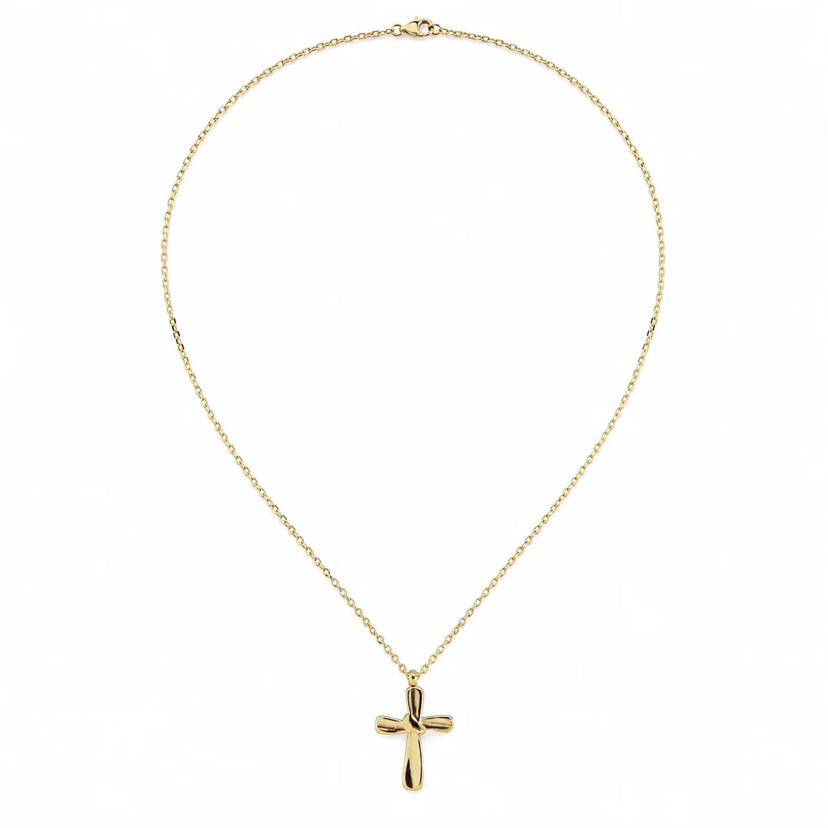 Trendy 14K Gold Plated Stainless Steel Cross Pendant Necklace