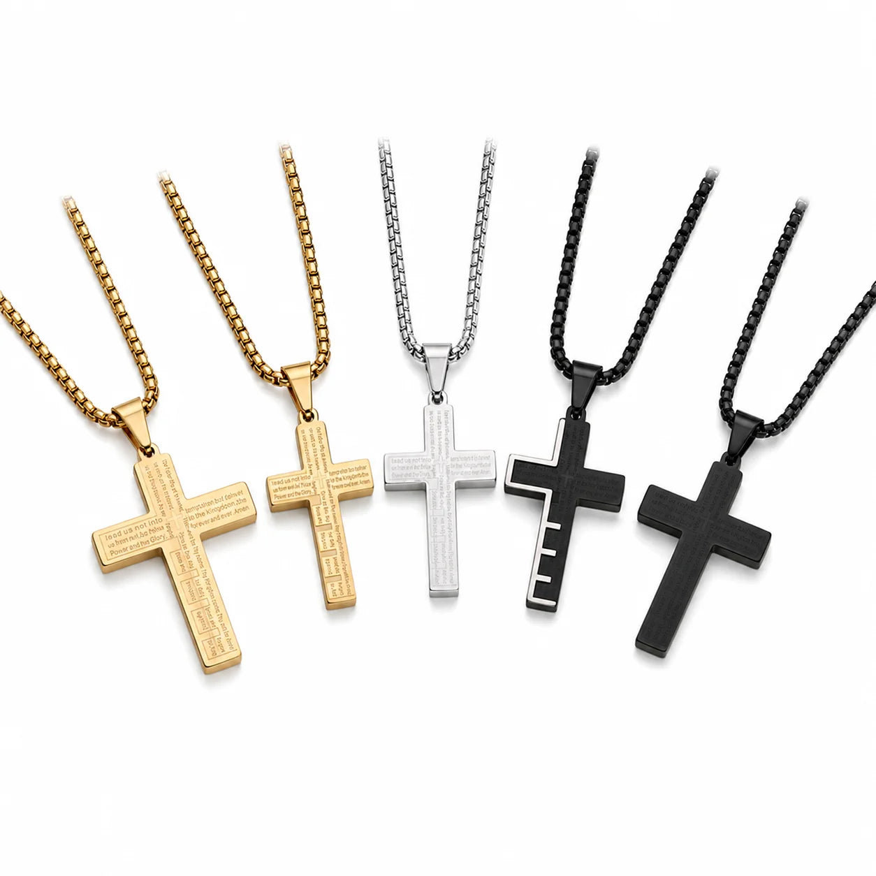 Classic Stainless Steel Bible Cross Pendant Necklace – Christian Faith Jewelry