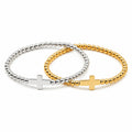 18K Gold Plated Stainless Steel Minimalist Cross Bead Chain