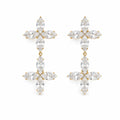 Light Luxury Double Cross & Four-Leaf Clover Zircon Earrings