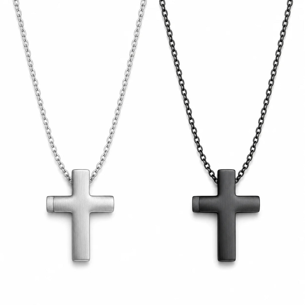 Modern Brushed Cross Pendant Necklace – Stylish Unisex Jewelry