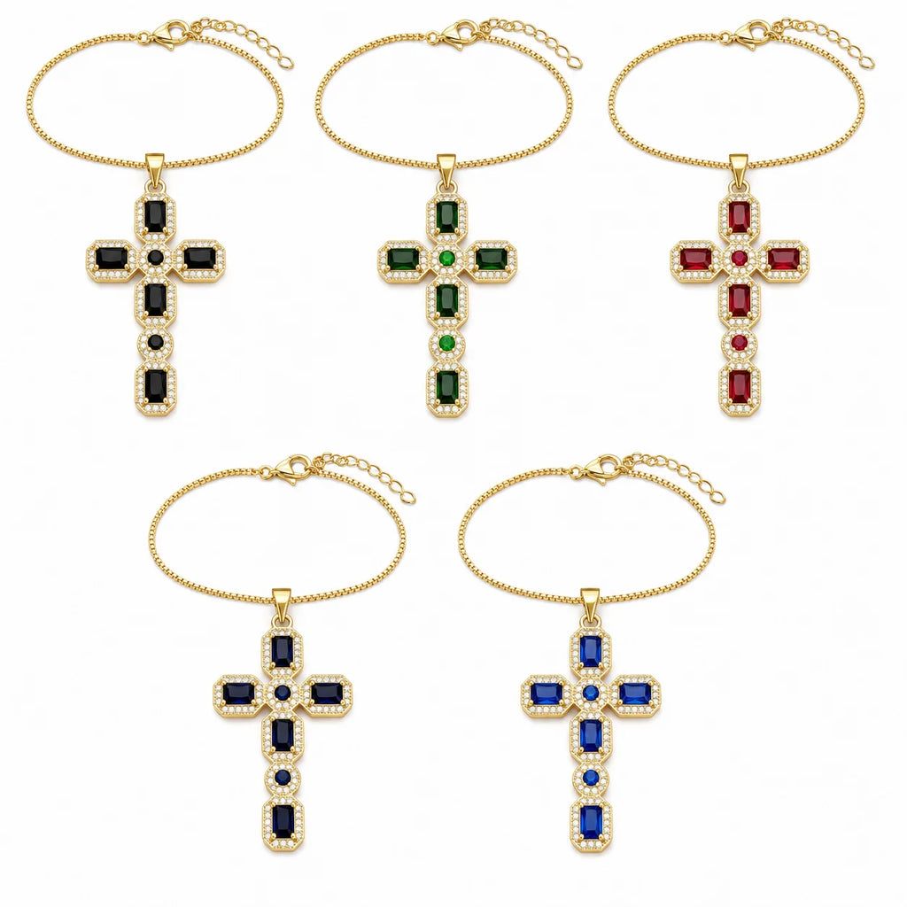 Cross Necklace with Stones