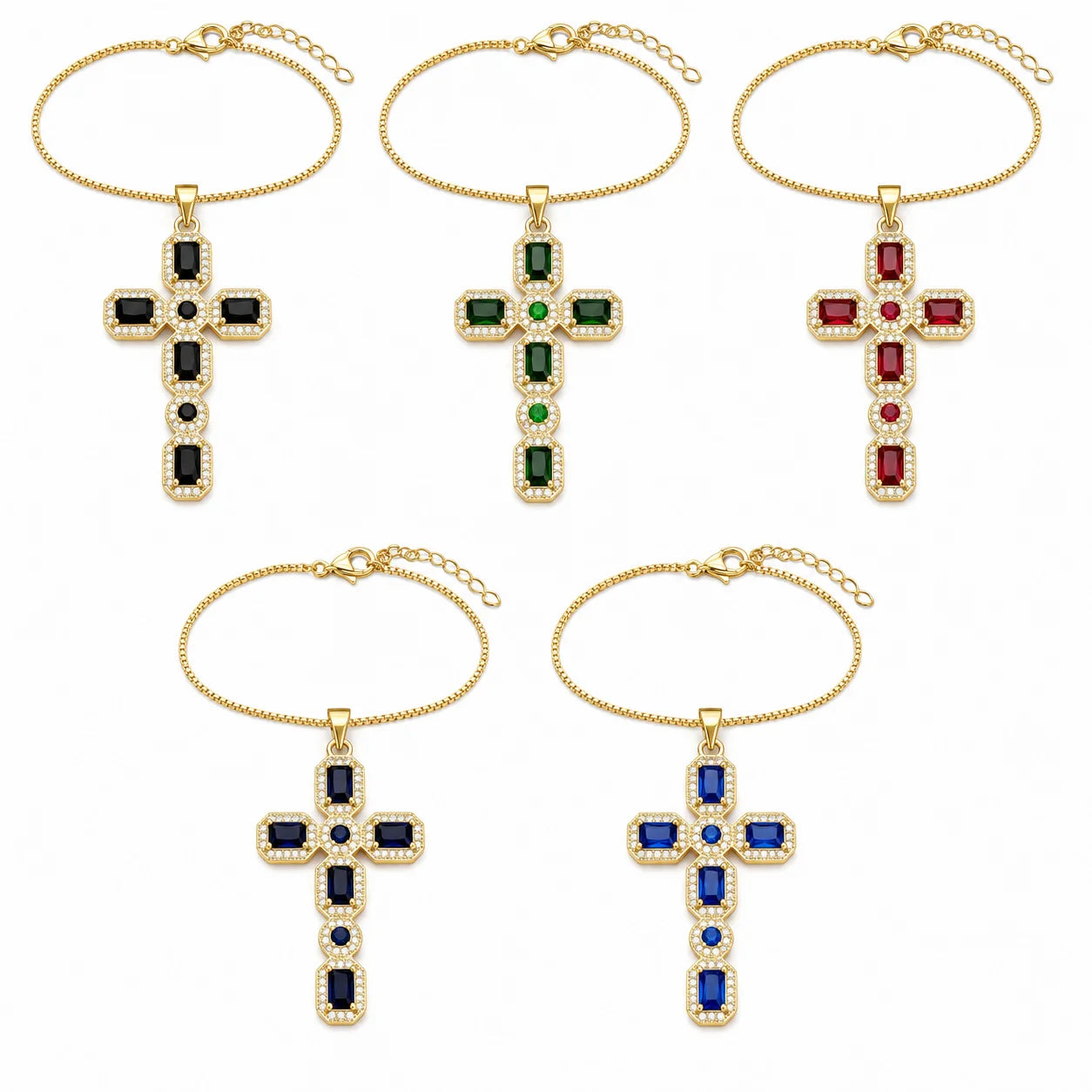Cross Necklace with Stones