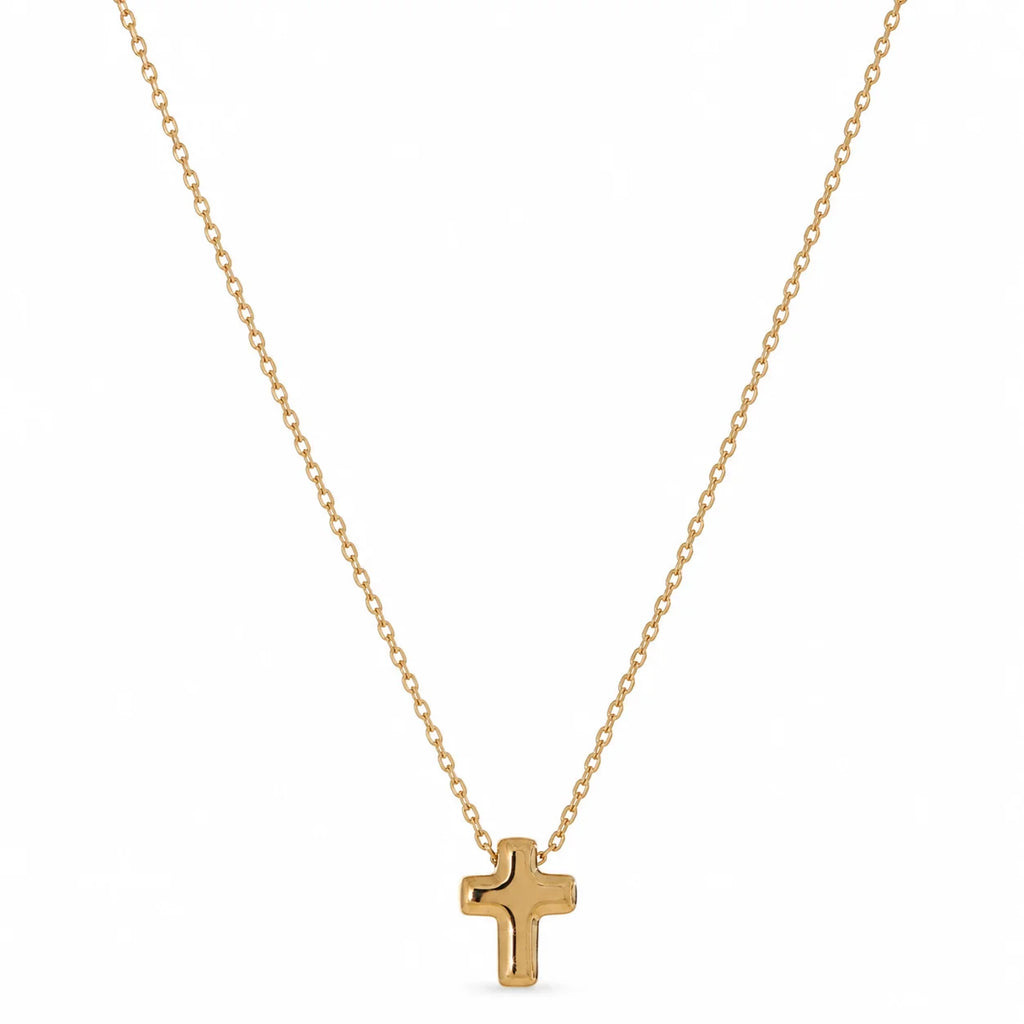 Gold Stainless Steel Tiny Cross Crucifix Necklace