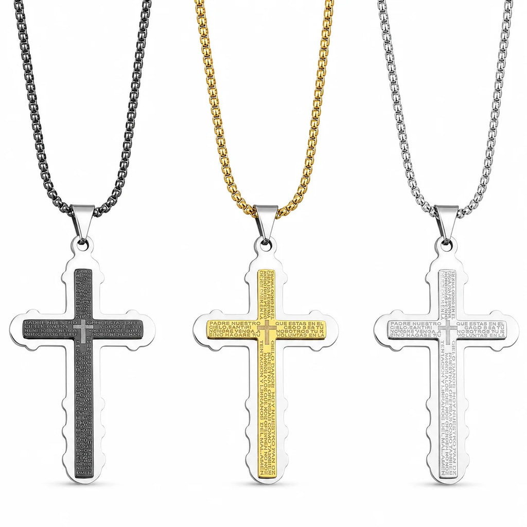 Men’s Iced Out Cross Rhinestone Pendant Necklace