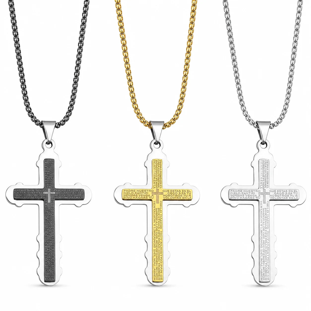 Men’s Iced Out Cross Rhinestone Pendant Necklace