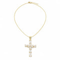 18K Gold Plated Glossy Cross Link Chain Necklace with Zircon
