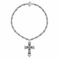 Classic Hip-Hop Retro Silver Cross Necklace – Handmade Chain
