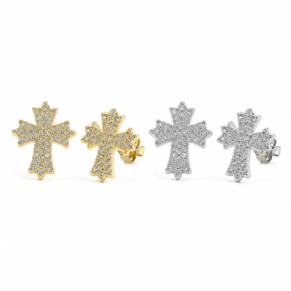 Exquisite Vintage Cross Stud Earrings – Luxury Fashion Jewelry