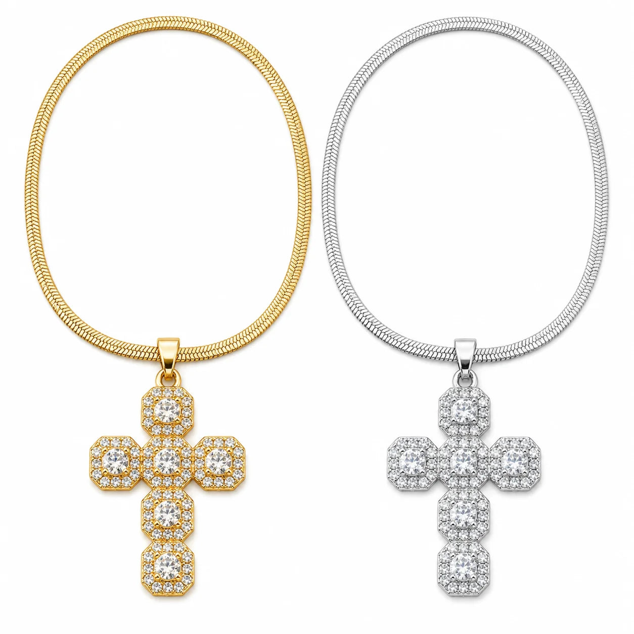 2025 Fashion Cross Zircon Charm Necklace – 18K Gold Plated