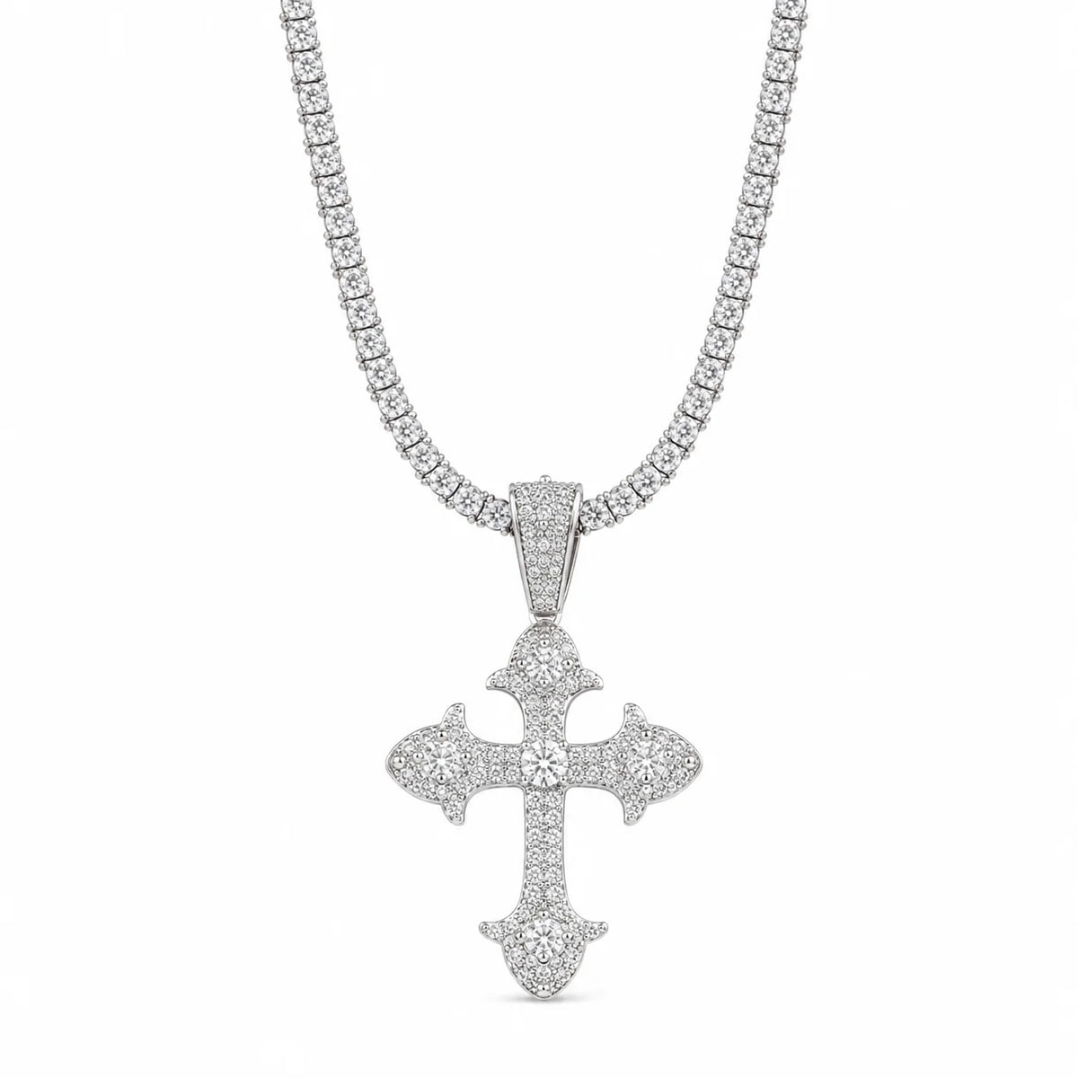 Vintage Zircon Cross Pendant – Hip Hop Full Diamond Necklace