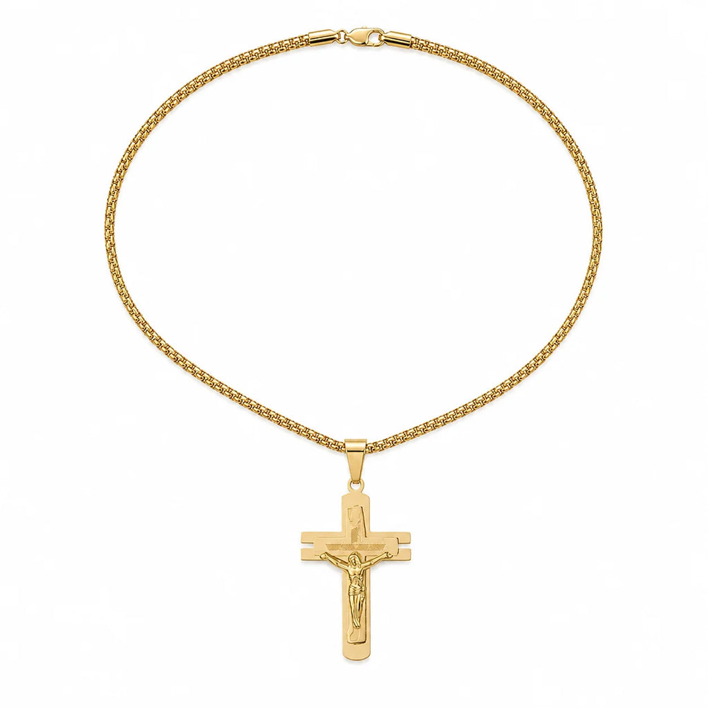 Brazilian Style Gold Plated Cross Pendant Necklace