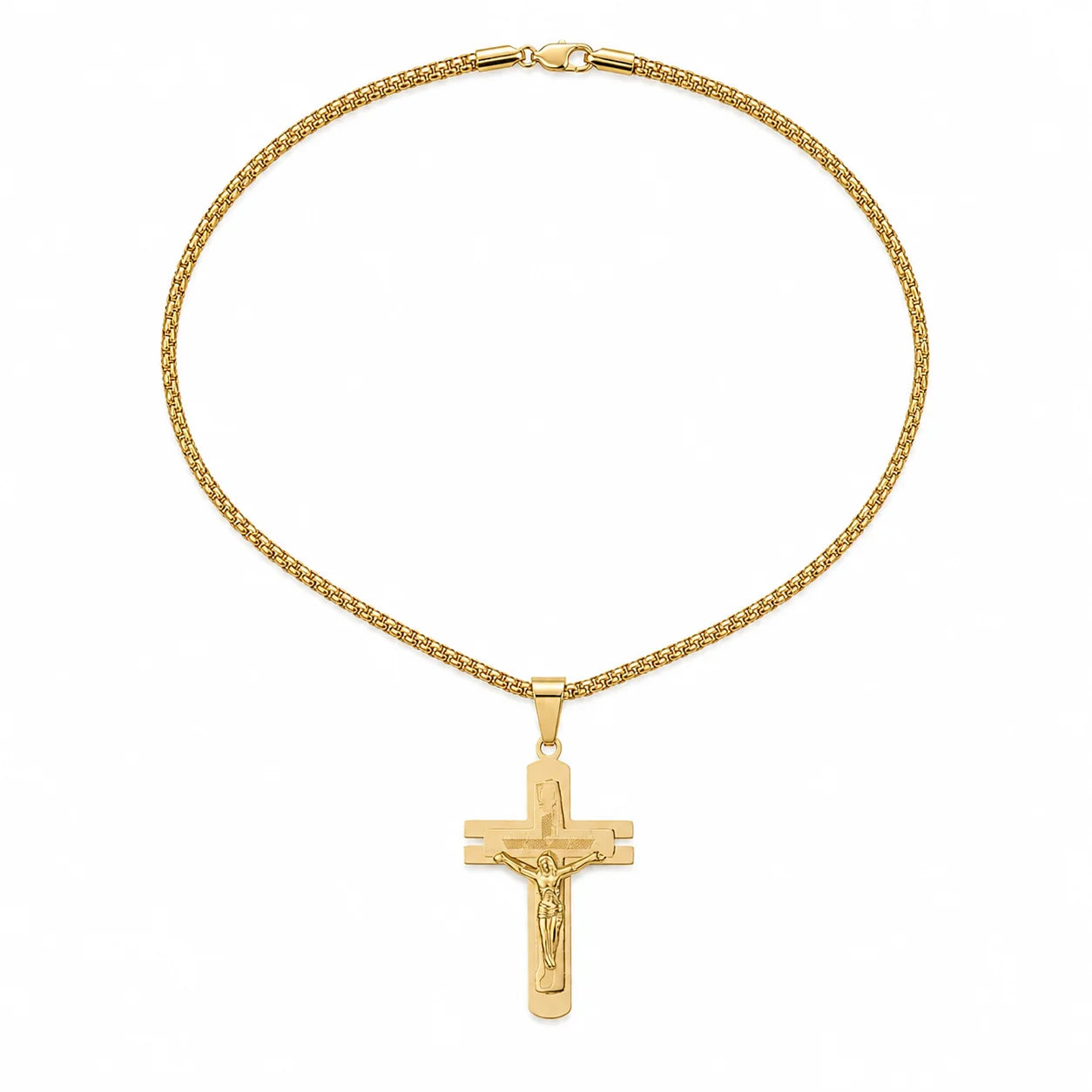 Brazilian Style Gold Plated Cross Pendant Necklace