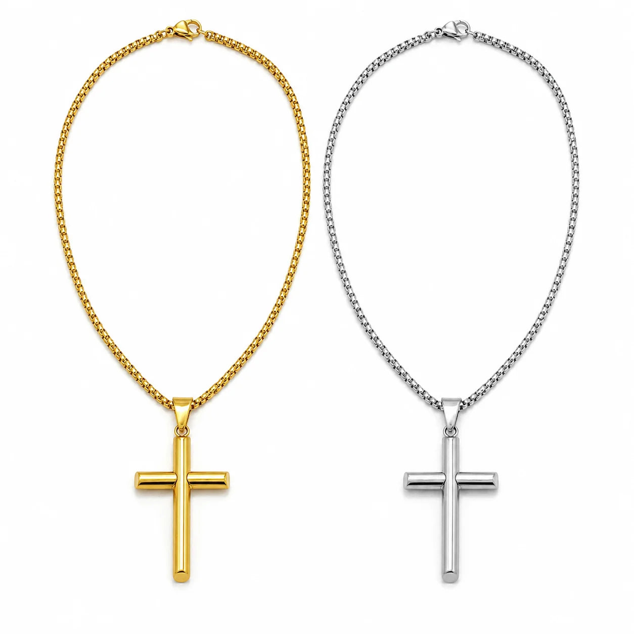 Classic Gold Stainless Steel Cross Necklace for Men – Crucifix Pendant