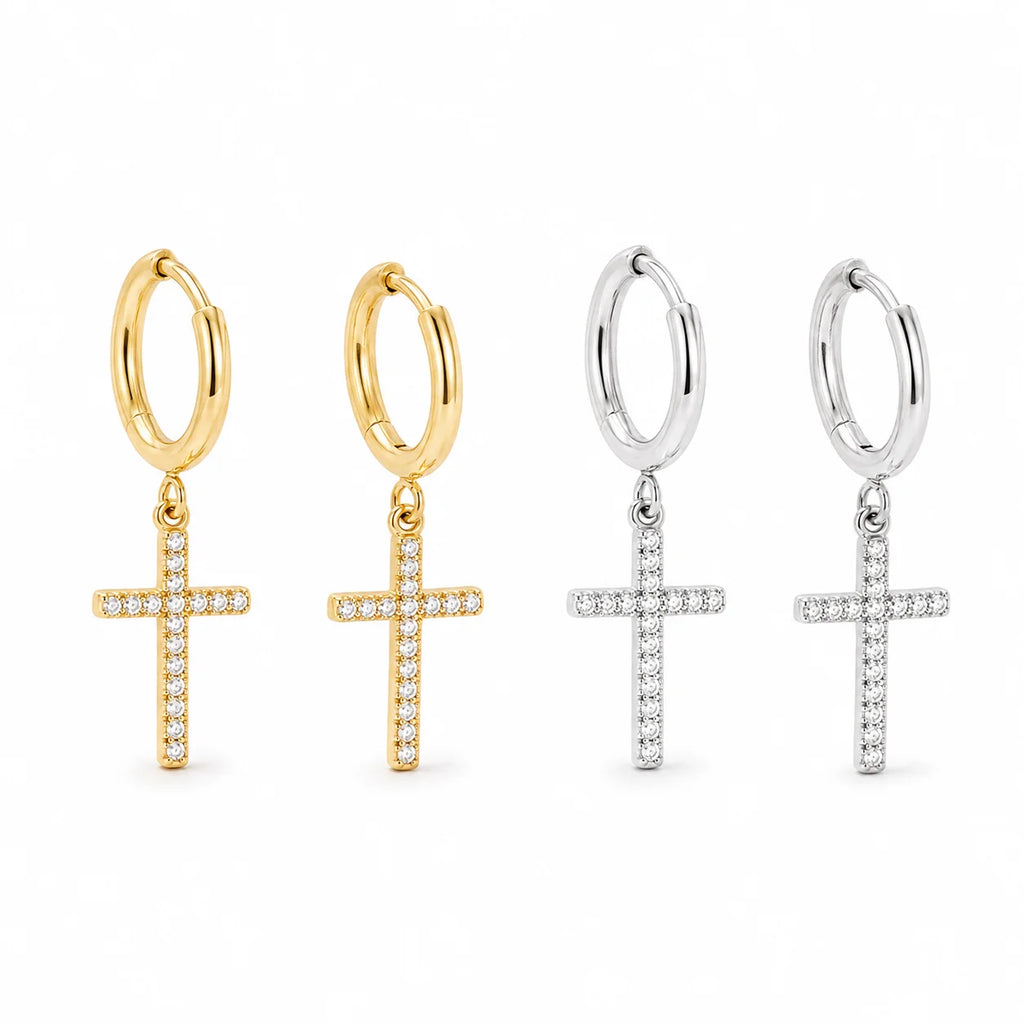 Minimalist 18K Gold Plated Cross Zircon Necklace – Stainless Steel Jewelry