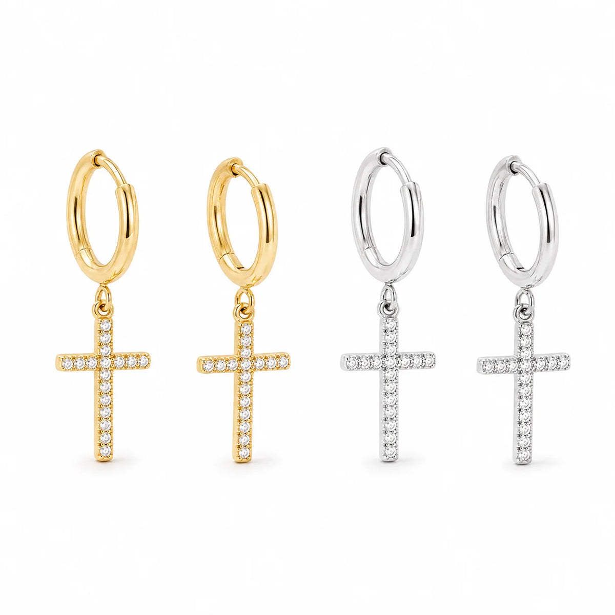 Minimalist 18K Gold Plated Cross Zircon Necklace – Stainless Steel Jewelry