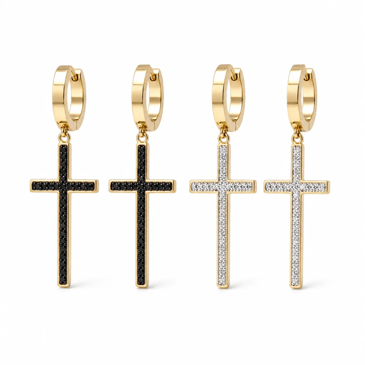 Sparkling Rhinestone Cross Hoop Earrings – Trendy CZ Crystal Jewelry