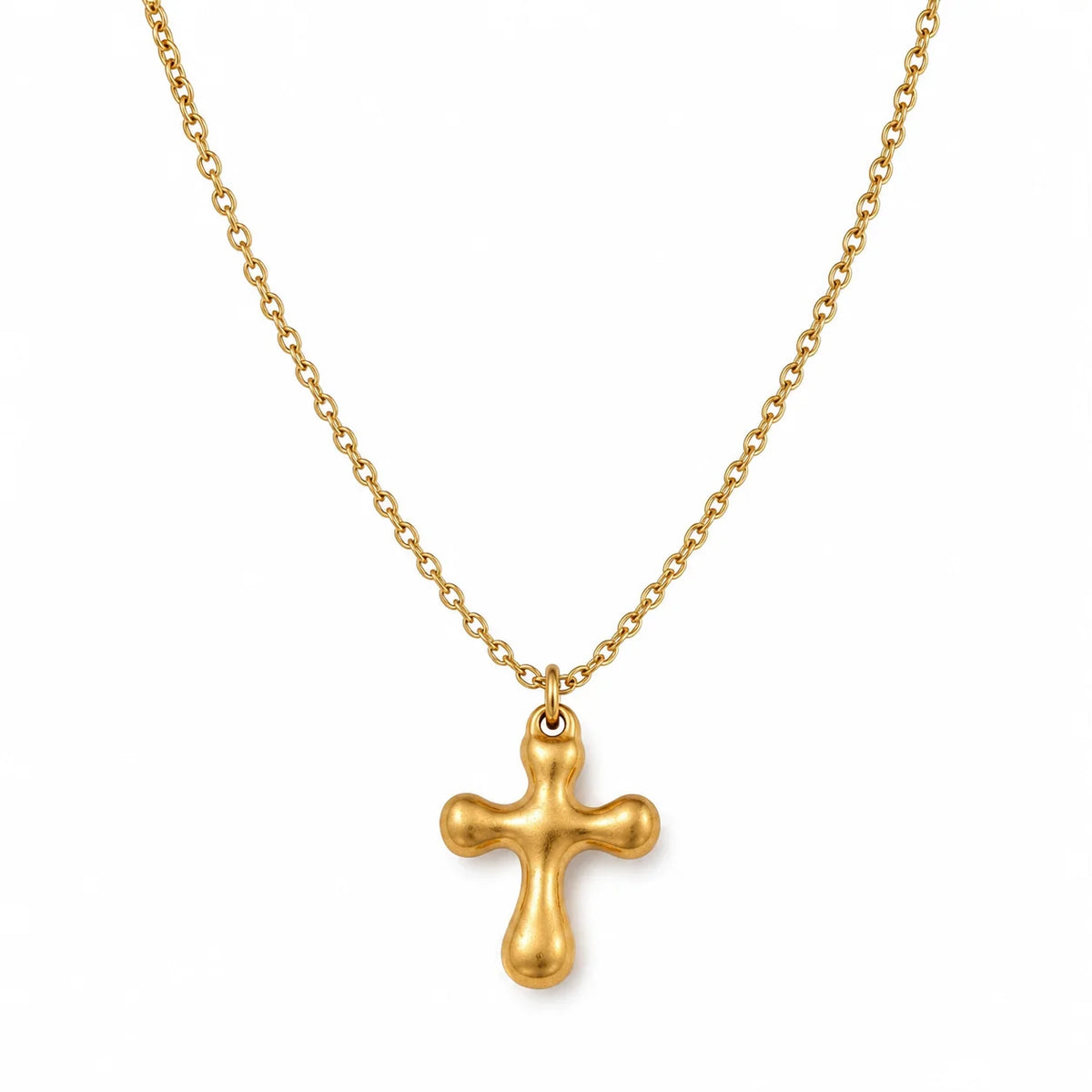 Minimalist Cross Pendant Necklace – 18K Gold Plated Stainless Steel