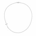 Silver Slant Cross Necklace with Asymmetrical Link Chain