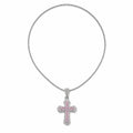 18K White Gold Plated Mini Pink Cross Pendant Necklace – Hip Hop Jewelry