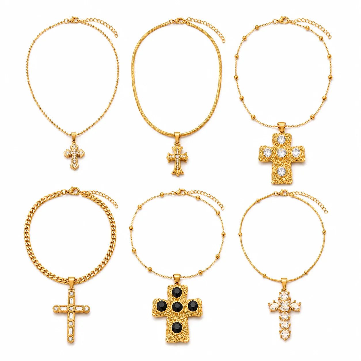 Chic Cross Pendant Necklace in 316L Stainless Steel – 18K Gold PVD Plated