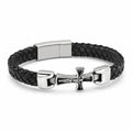 Luxury Genuine Leather Cross Cuff Bracelet for Men
