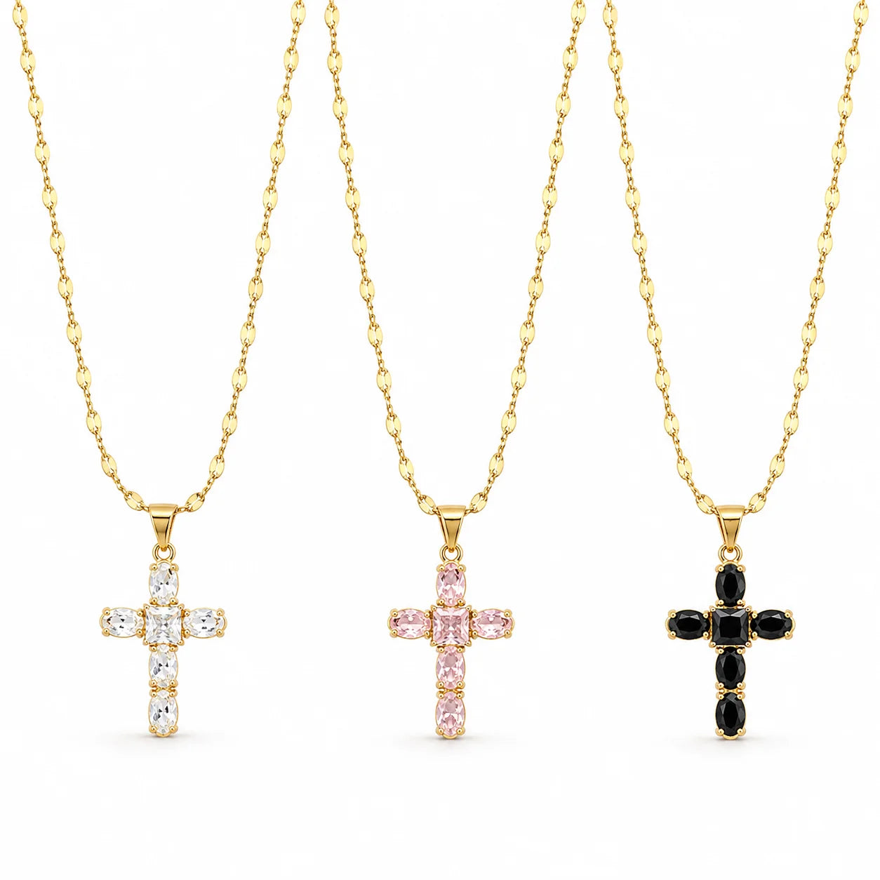 Fashion Stainless Steel Zircon Cross Necklace for Women