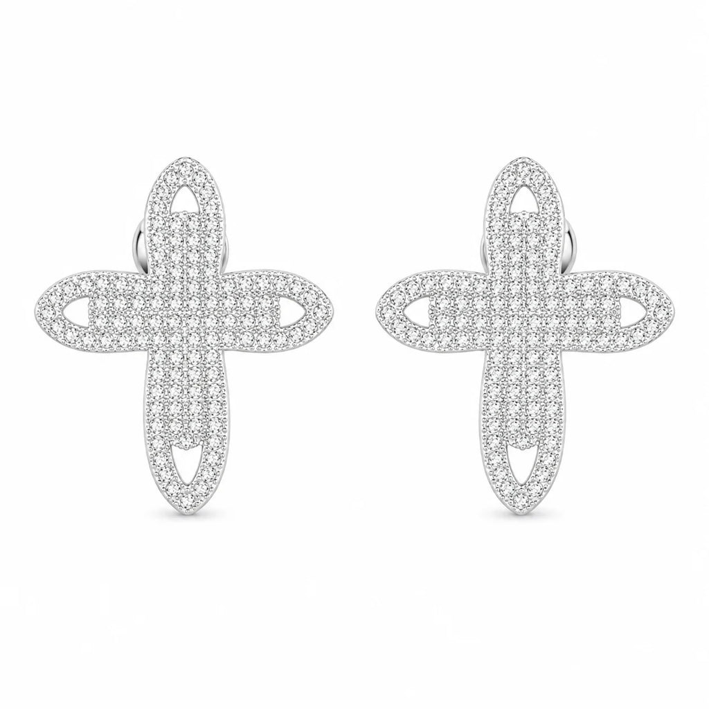 Luottemi Cross Stud Earrings with Tiny Zircon Elements