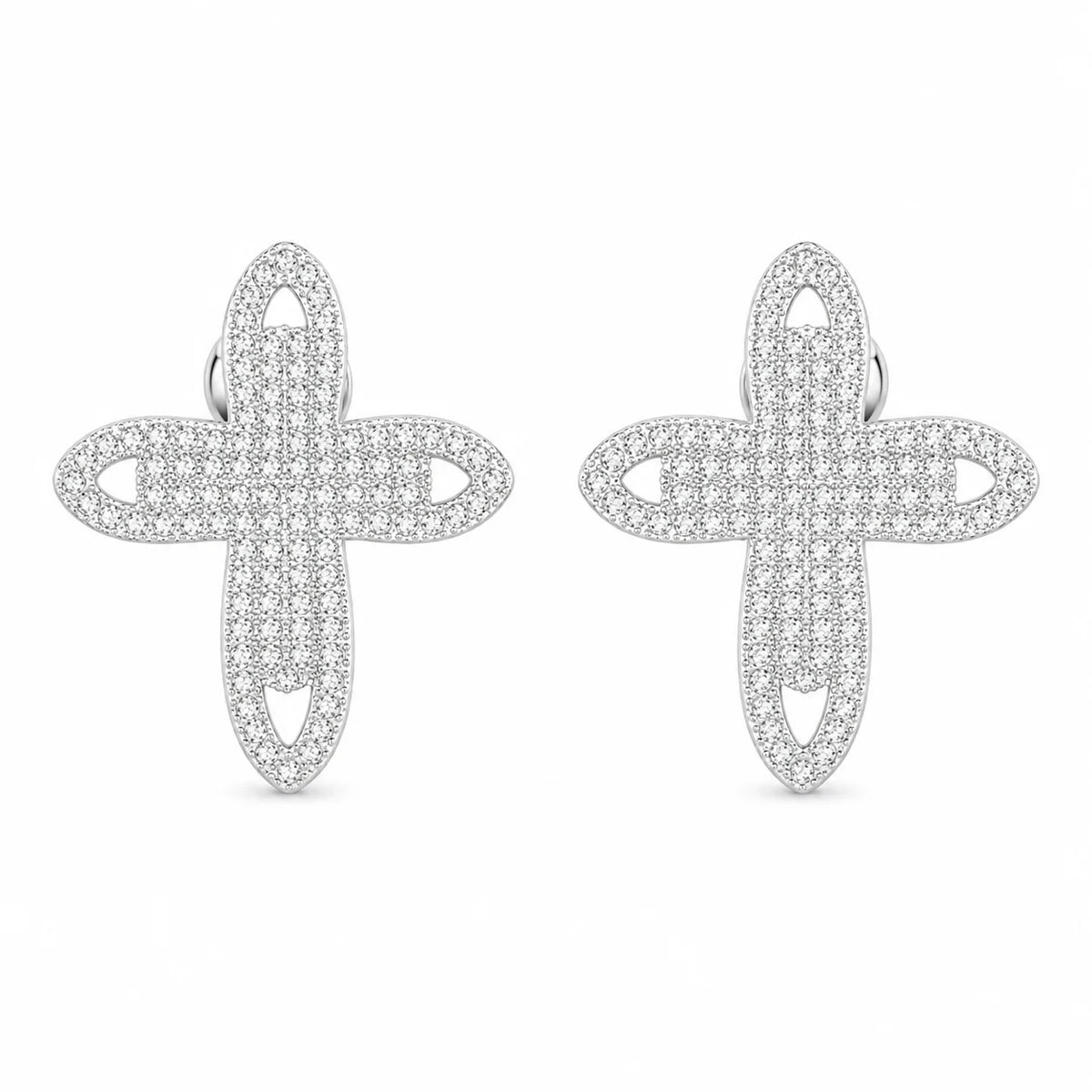 Luottemi Cross Stud Earrings with Tiny Zircon Elements