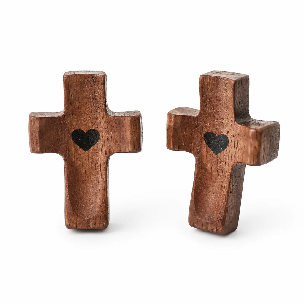 Mini Walnut Wooden Crosses – Pocket Prayer & Stress Relief