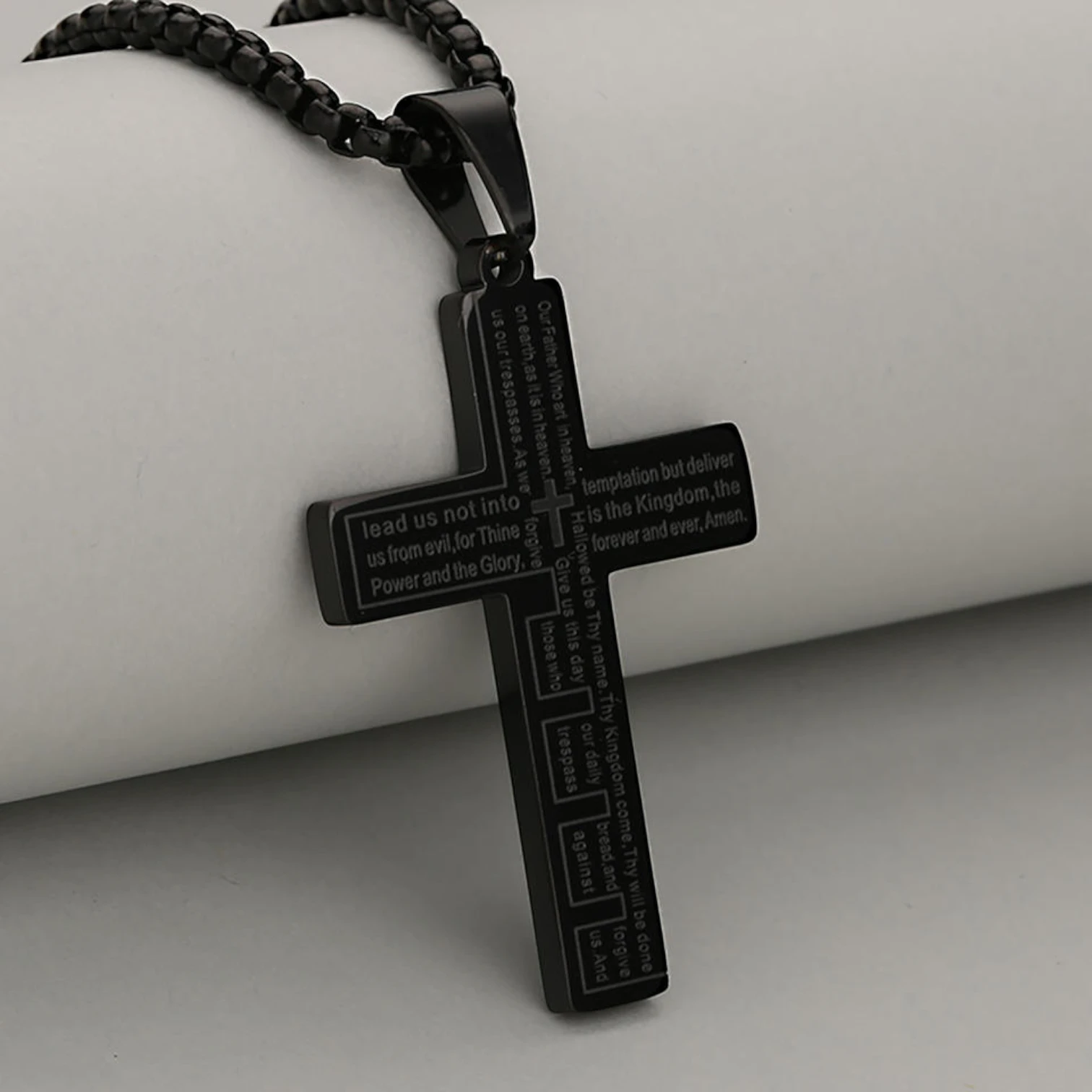Classic Stainless Steel Bible Cross Pendant Necklace – Christian Faith Jewelry
