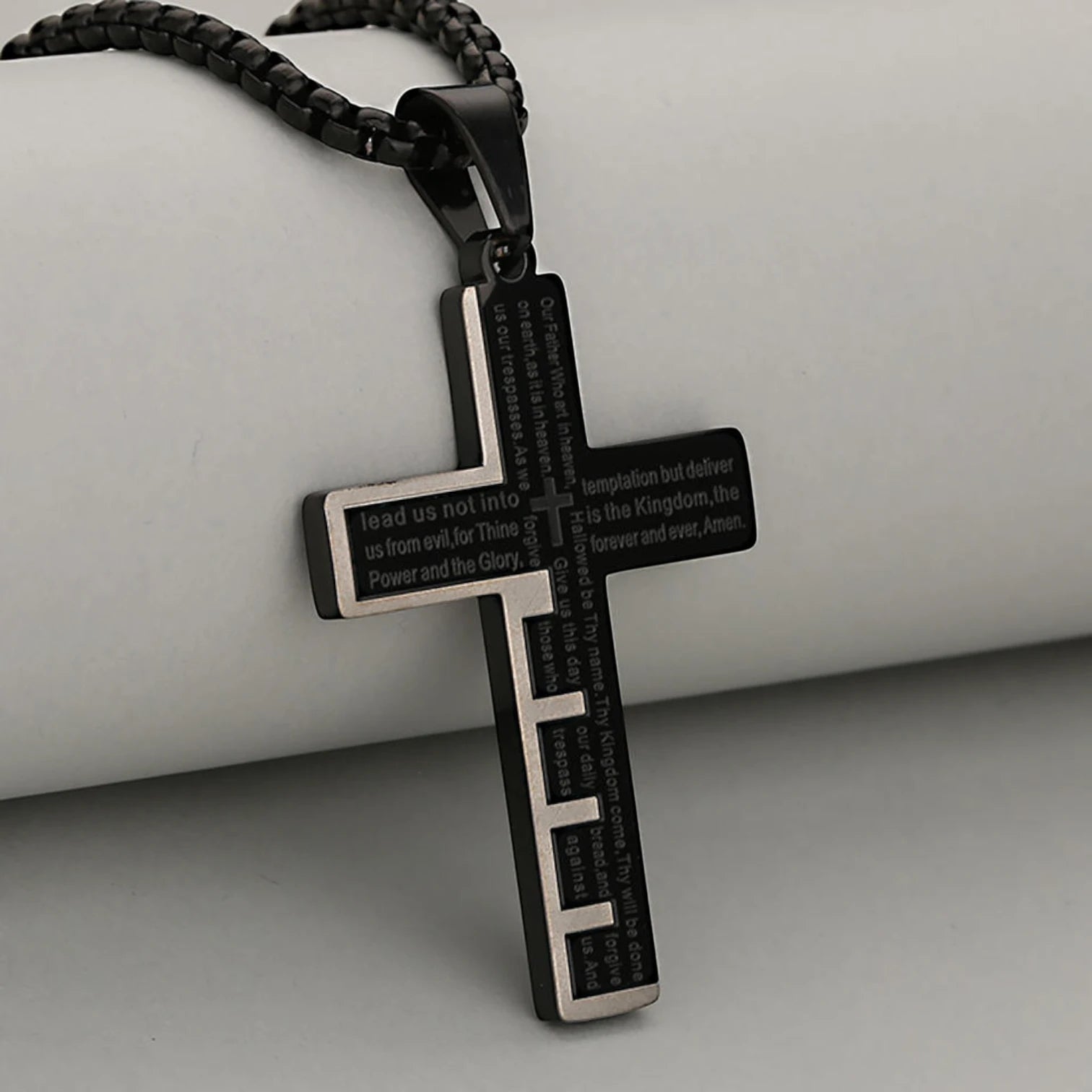 Classic Stainless Steel Bible Cross Pendant Necklace – Christian Faith Jewelry