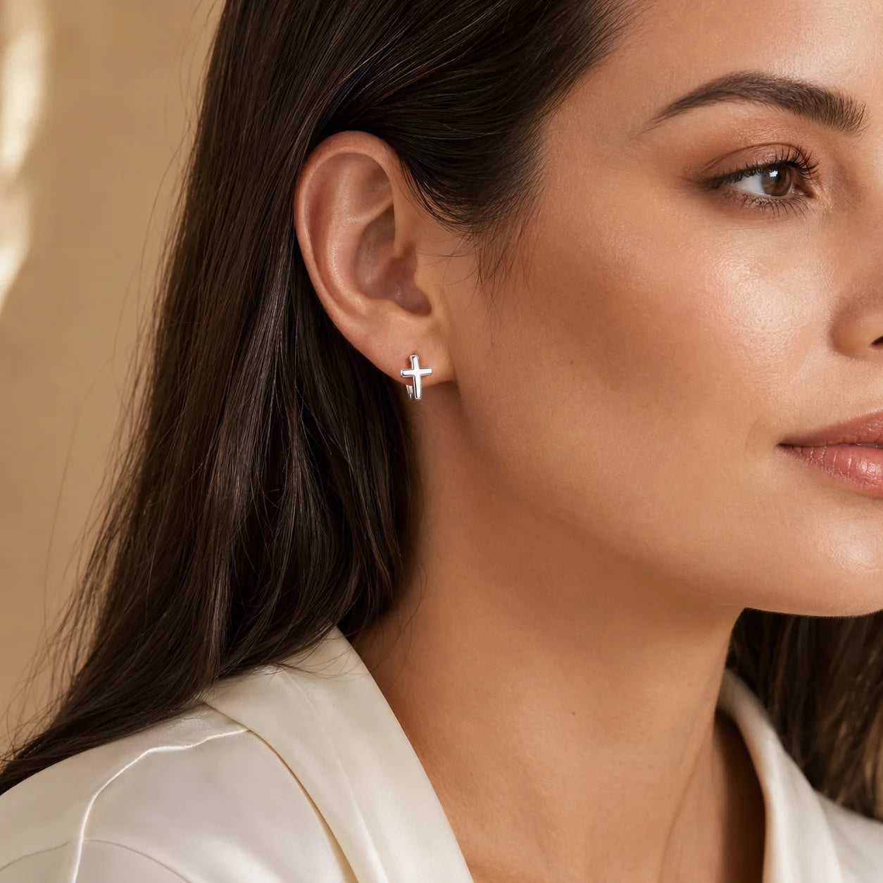 925 Sterling Silver Cross Earrings for Women