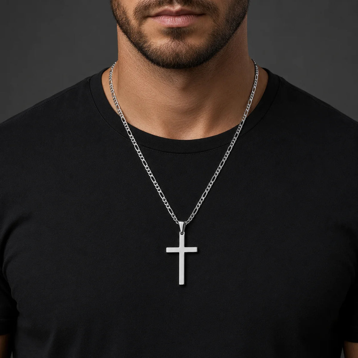 Men’s Stainless Steel Cross Pendant Necklace
