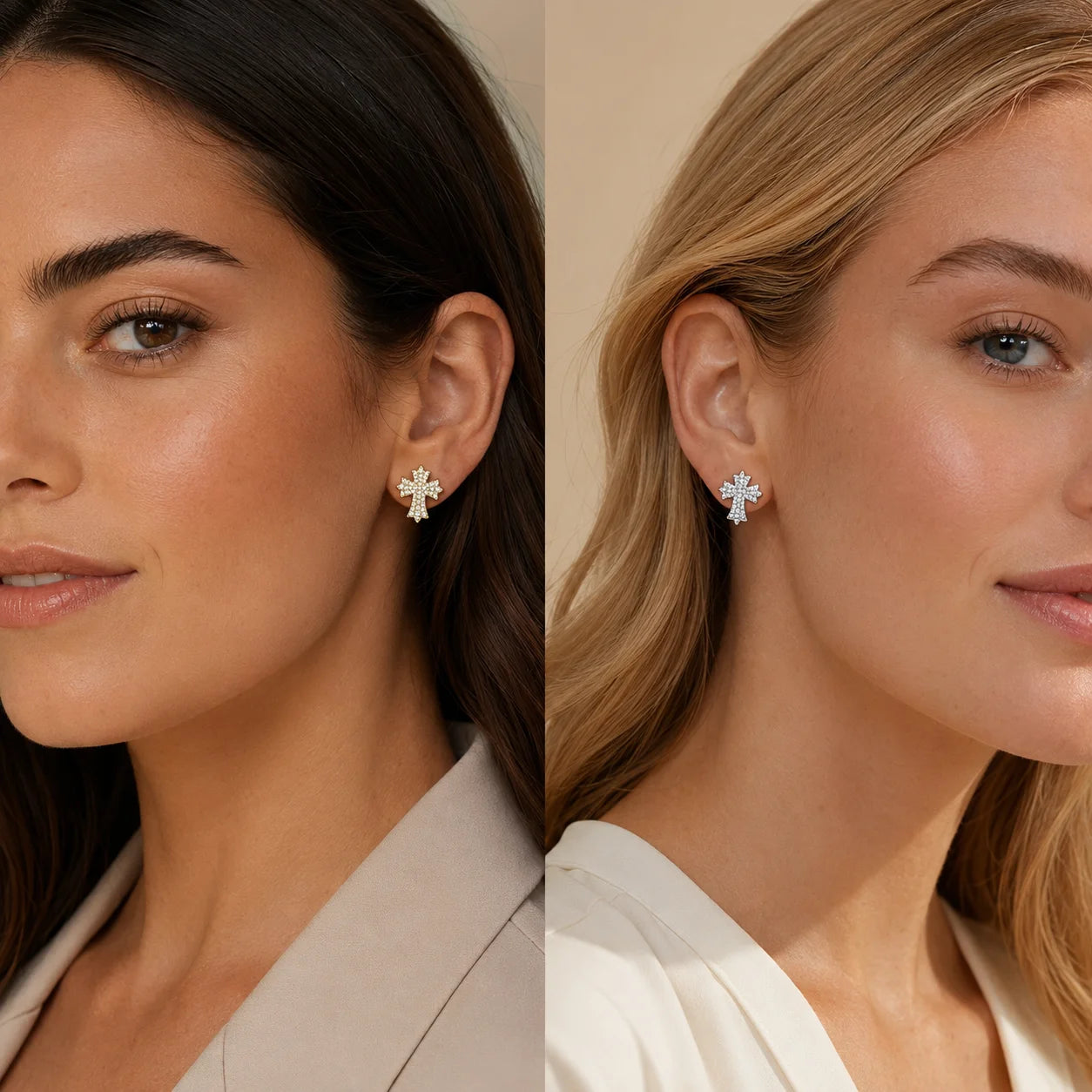 Exquisite Vintage Cross Stud Earrings – Luxury Fashion Jewelry
