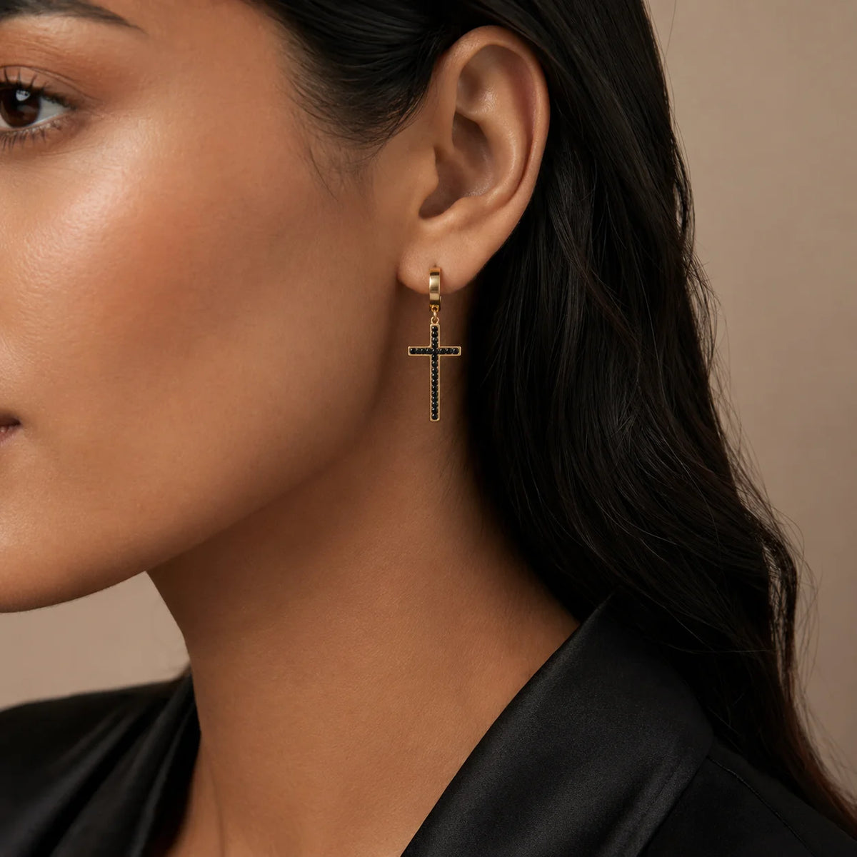 Sparkling Rhinestone Cross Hoop Earrings – Trendy CZ Crystal Jewelry