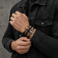 Fashion Punk Cross Leather Bracelet for Men – Stainless Steel Design