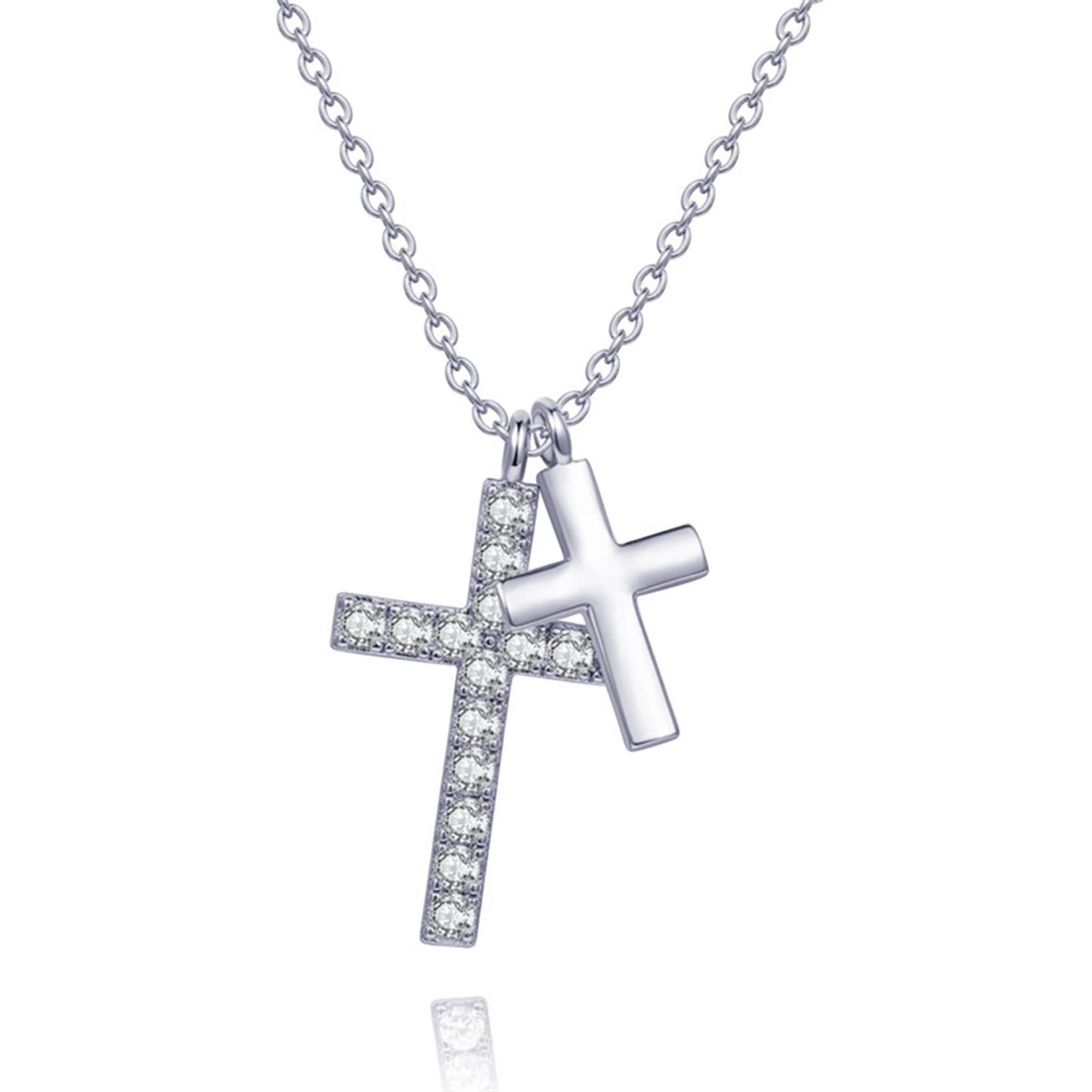316L Stainless Steel Double Layer Cross Necklace – High-End Fashion Jewelry