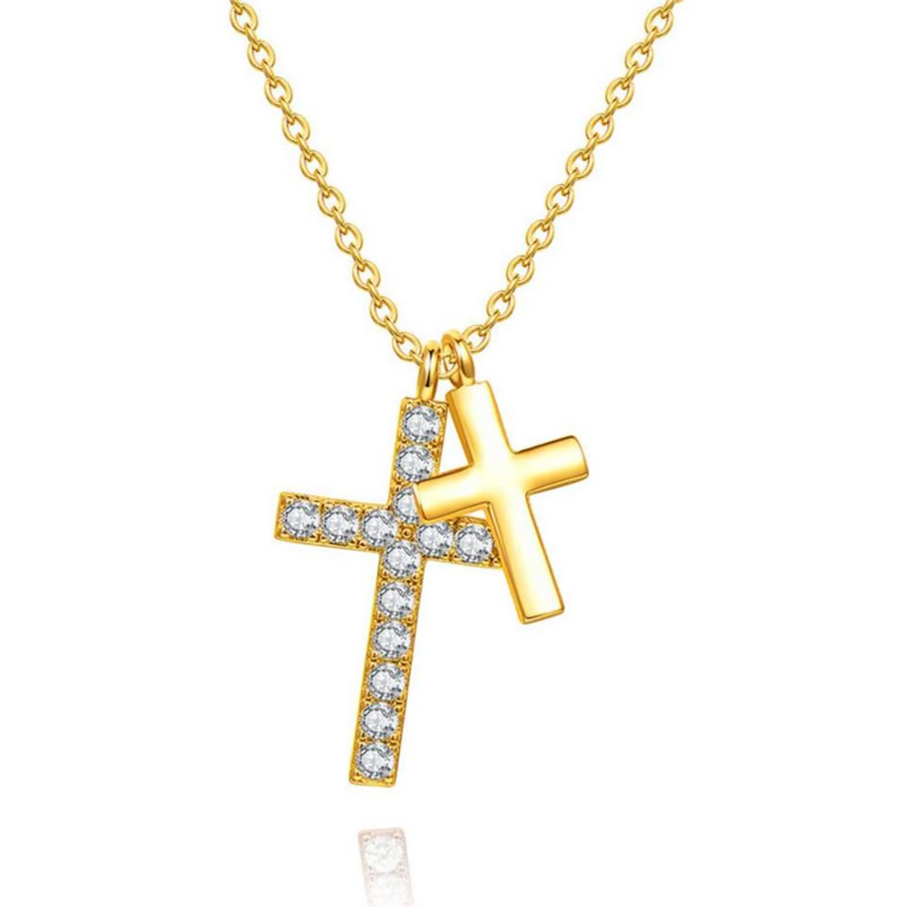 316L Stainless Steel Double Layer Cross Necklace – High-End Fashion Jewelry