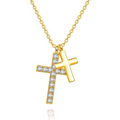 316L Stainless Steel Double Layer Cross Necklace – High-End Fashion Jewelry