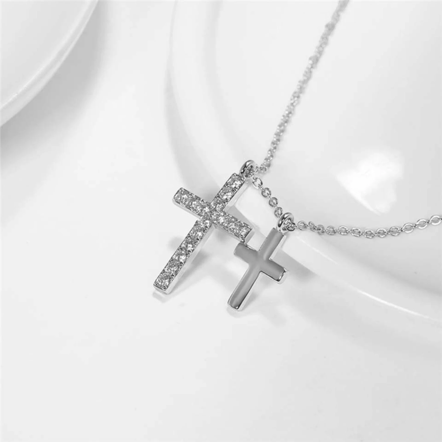316L Stainless Steel Double Layer Cross Necklace – High-End Fashion Jewelry