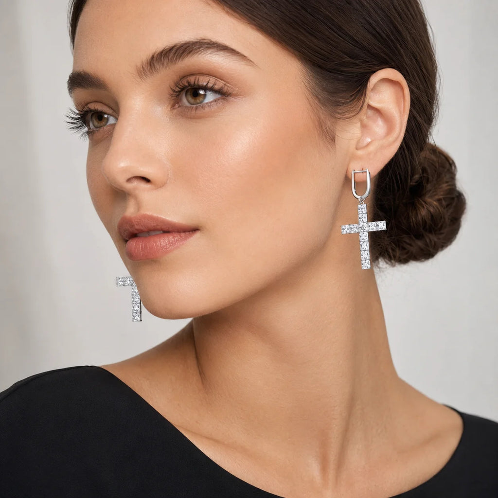 Luoteemi Square Zircon Clip Earrings – Fashion Stone Jewelry