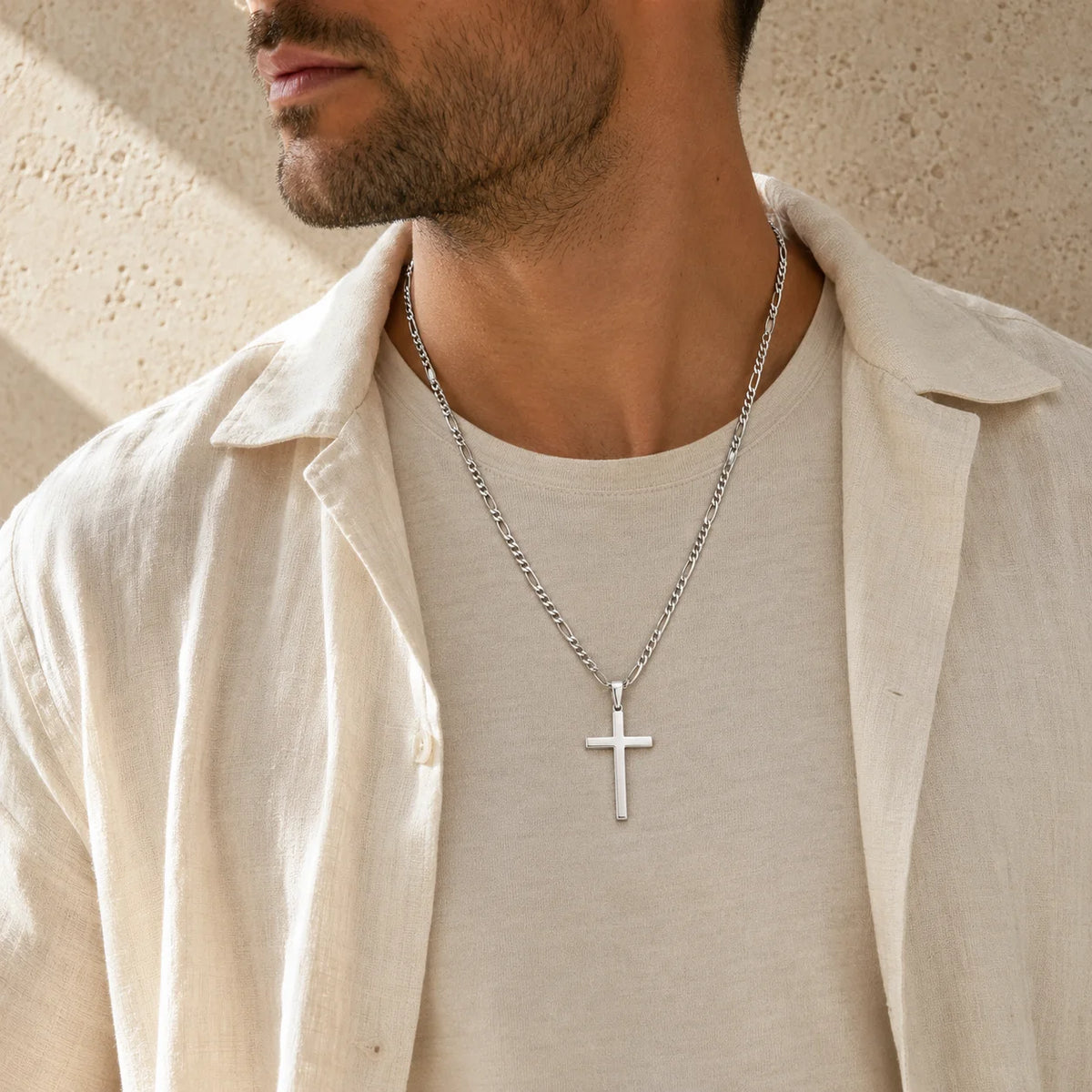 Men’s Stainless Steel Cross Pendant Necklace