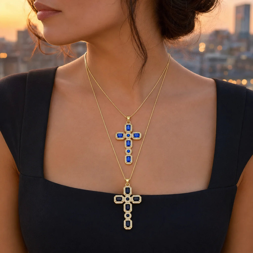 Cross Necklace with Stones