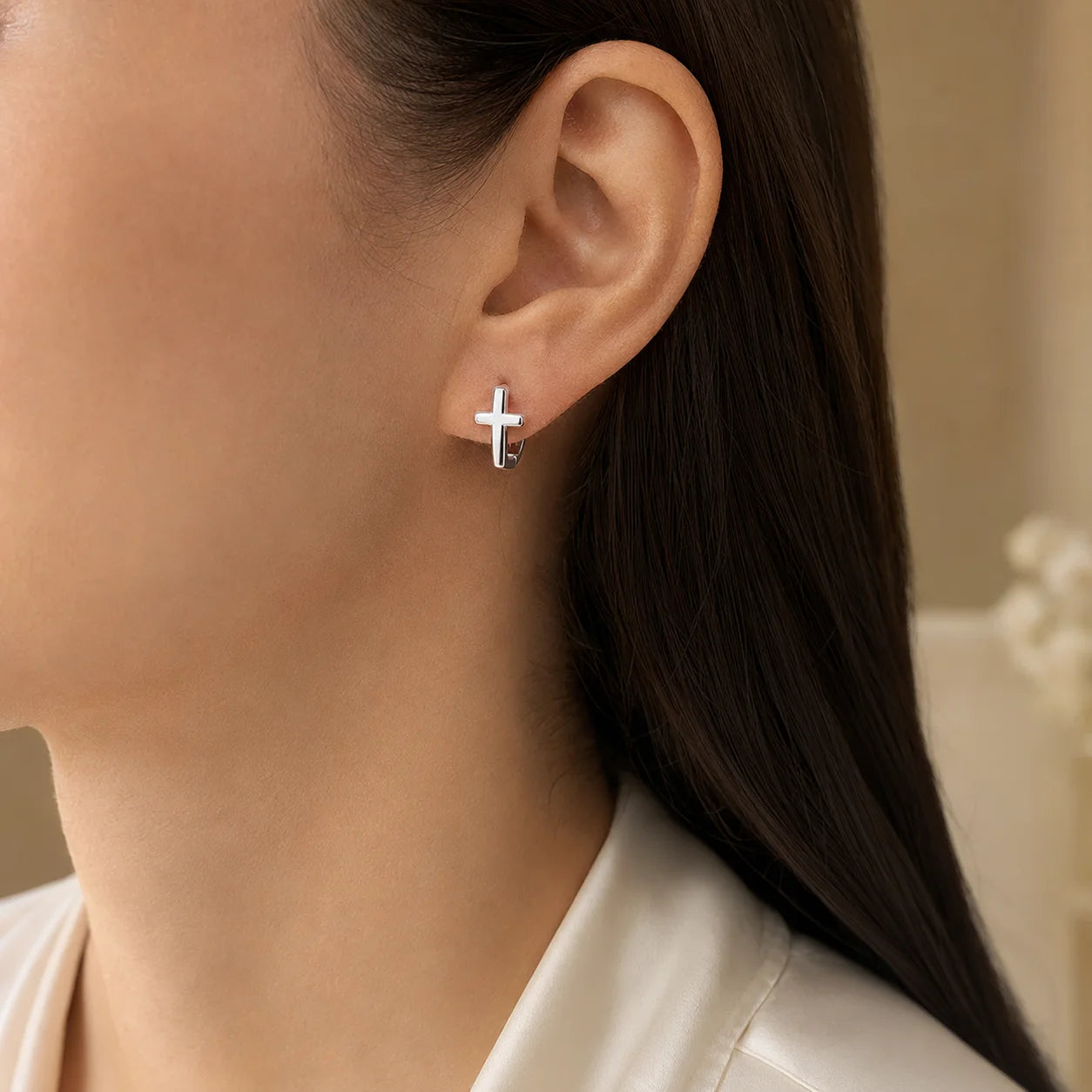925 Sterling Silver Cross Earrings for Women