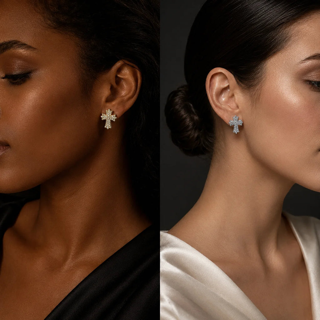 Exquisite Vintage Cross Stud Earrings – Luxury Fashion Jewelry