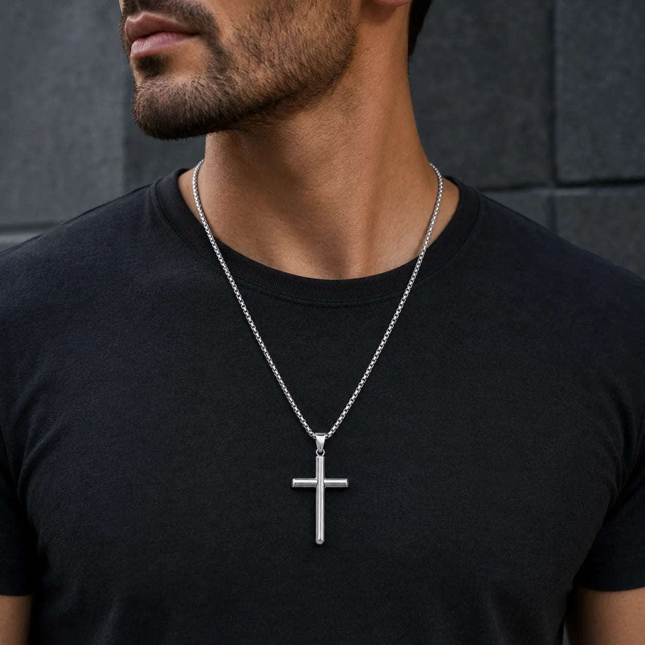 Classic Gold Stainless Steel Cross Necklace for Men – Crucifix Pendant